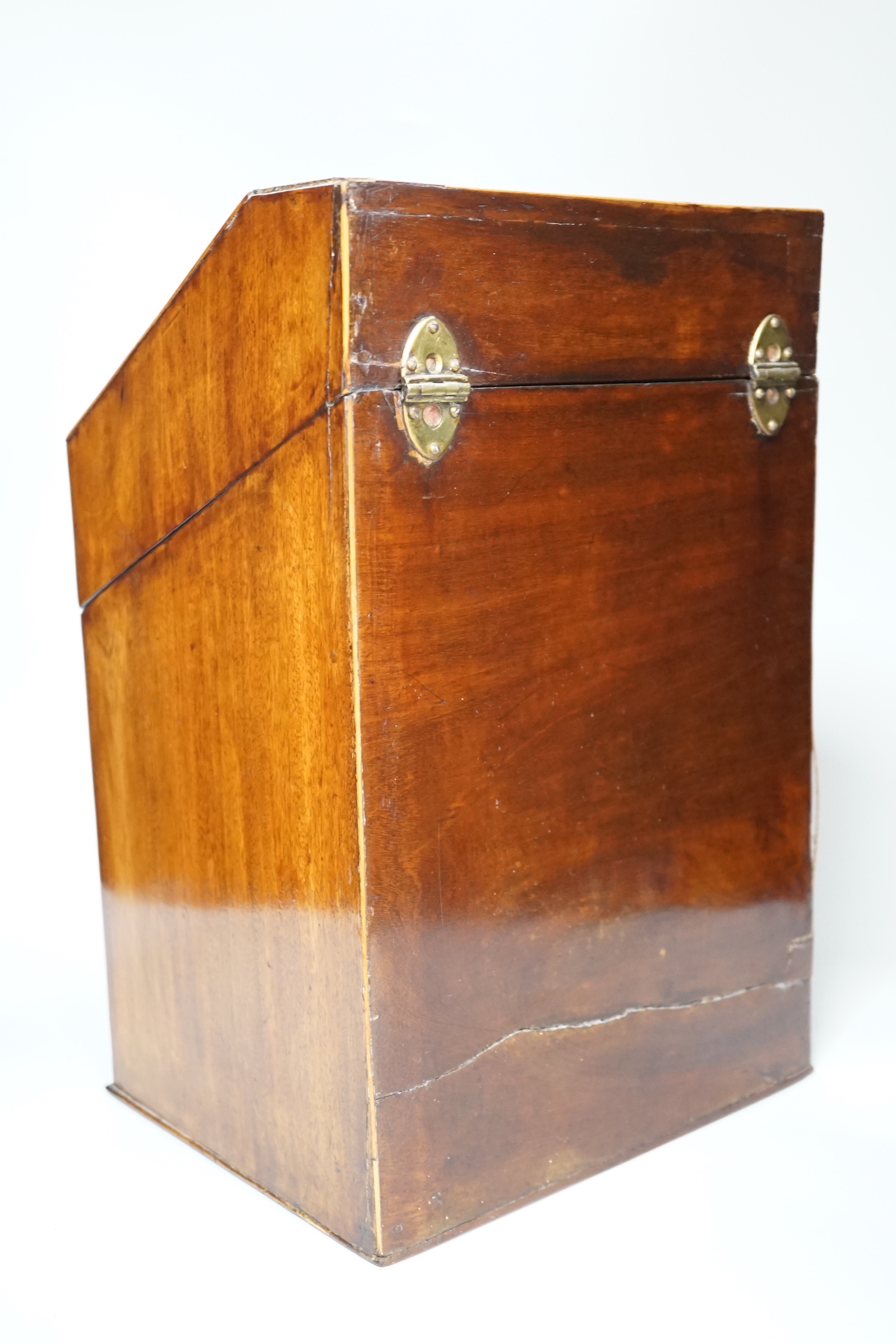 A 19th century inlaid mahogany knife box